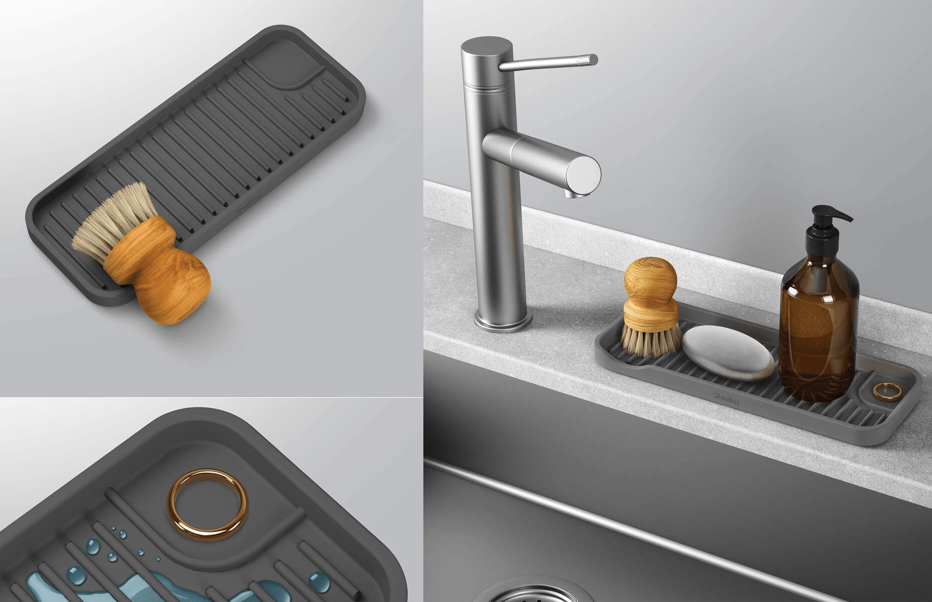 Organizér - odkapávač ke dřezu Tidy-Mat 23x9 v užití