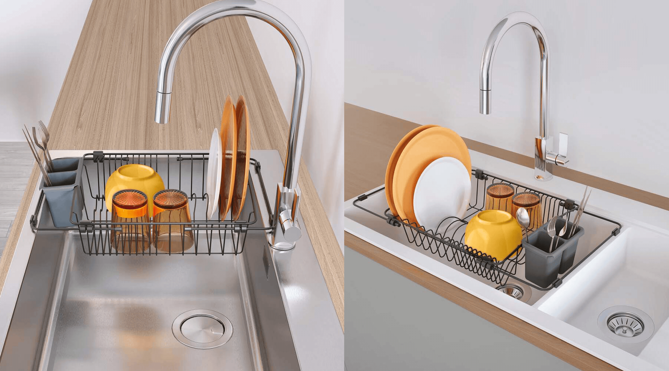 Odkapávač nádobí na dřez SINK-FIT LAVA 35/59x30 v užití