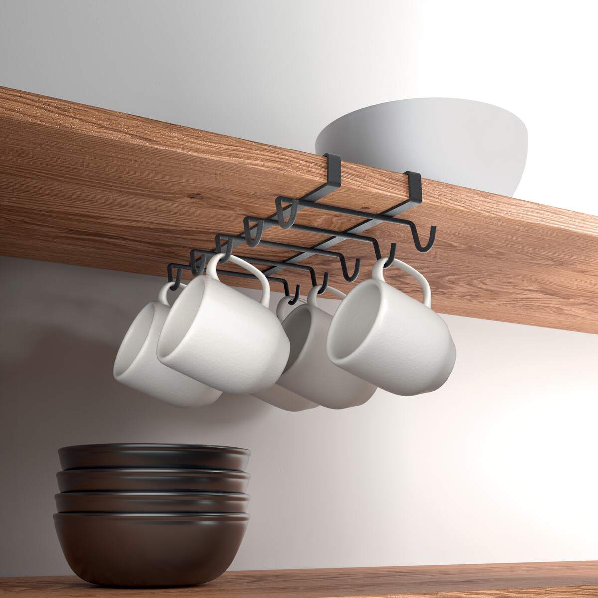Lišta závěsná na hrnky 10háčků MYMUG LAVA v užití